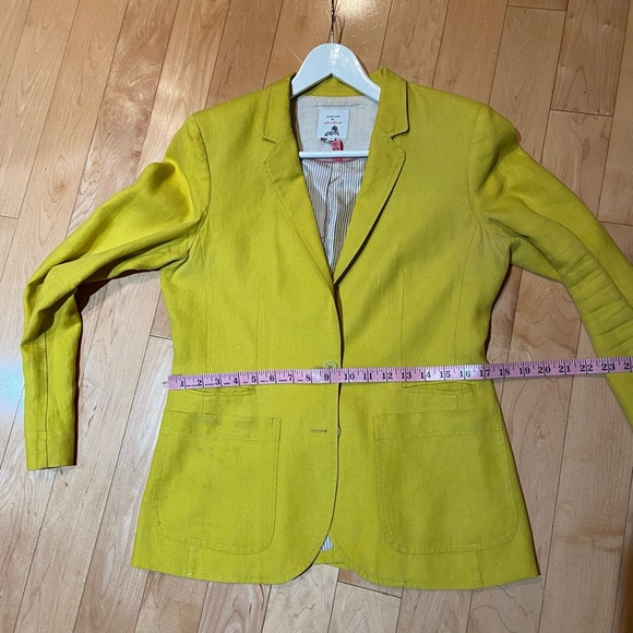 Linen blazer in bright yellow multiple pockets - Picture 7 of 11